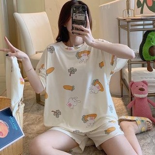 Bộ Đồ Ngủ Tay Ngắn Hai Mảnh Thời Trang Xuân Hè 2024 Dễ Thương Dành Cho Bạn Nữ