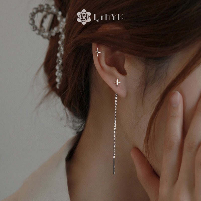 Qr Khuyên Tai Dáng Dài Hình Ngôi Sao / Trái Tim Thời Trang Cho Nữ Mới