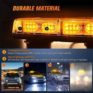 Đèn led Nhấp Nháy 48 Bóng led Cảnh Báo An Toàn Khẩn Cấp Gắn Nóc Xe Hơi / Xe Tải 12v 24v