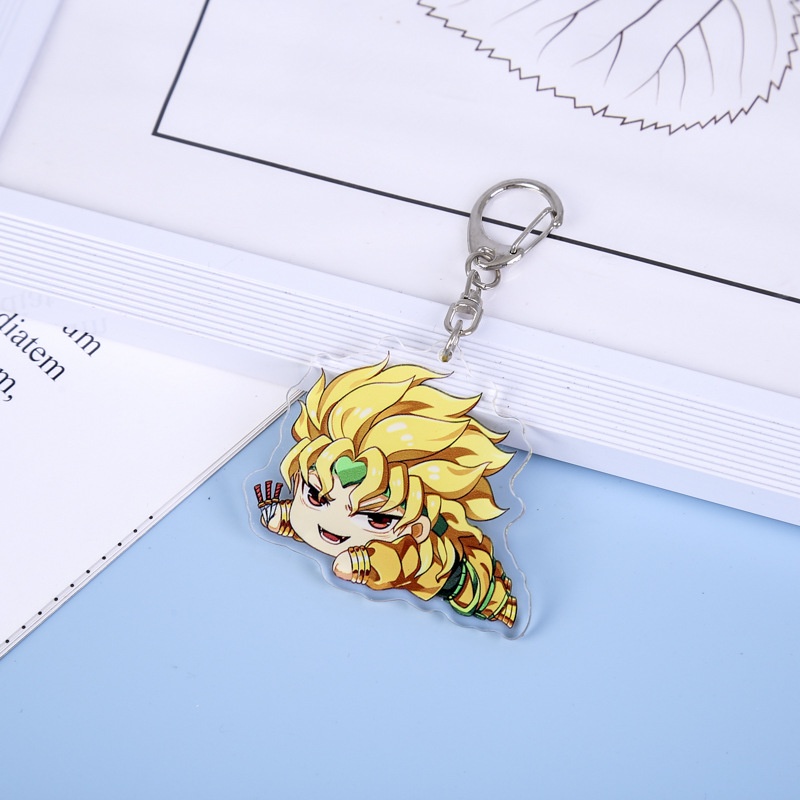 Hoạt hình JoJo's Bizarre Adventure ngoại vi móc khóa Jotaro hoa BOE Josuke mặt dây chuyền sinh viên còn hàng