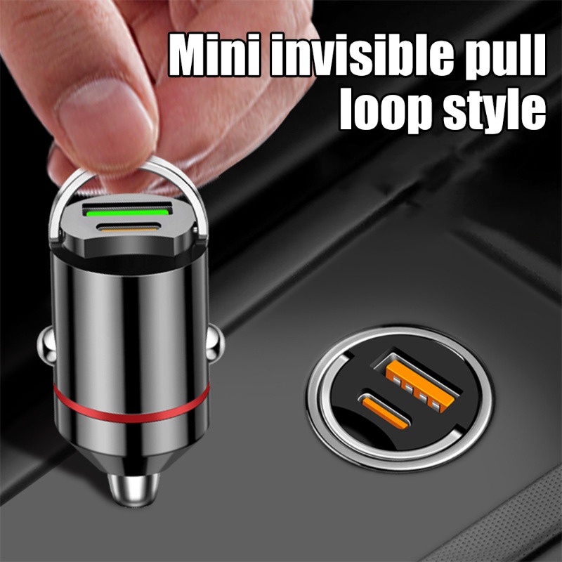 Pd + Cốc Sạc Nhanh usb mini Vô Hình 66w Đa Năng Cho Xe Hơi
