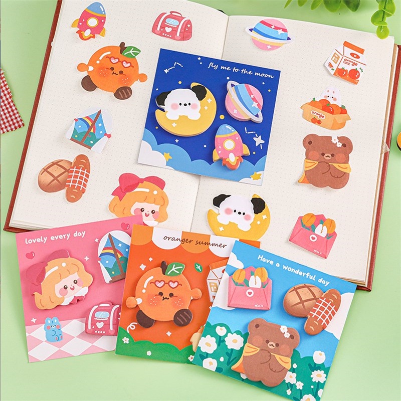 Giấy note Ghi Chú / Sổ Ghi Chú Họa Tiết Gấu Hoạt Hình / Trái Cây n times / Hình Dán Ghi Chú Cho Văn Phòng / Văn Phòng Phẩm