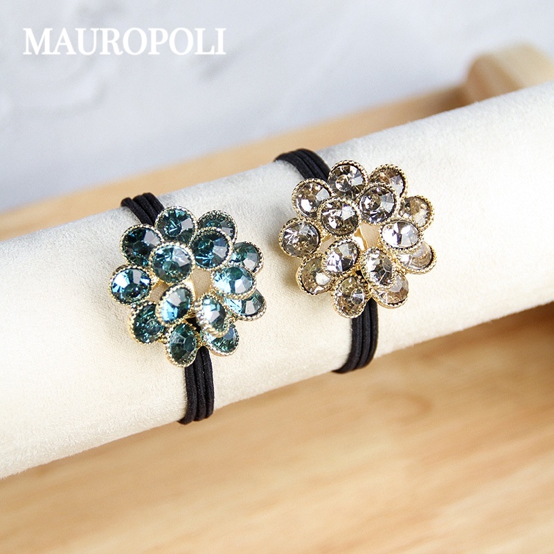 MAUROPOLI [Sẵn sàng] Dây buộc tóc đính đá Hàn Quốc Dây buộc tóc hoa trưởng thành Dây cao su đơn giản Dây buộc tóc độc đáo Mũ đội đầu bé gái Mori tươi nhỏ