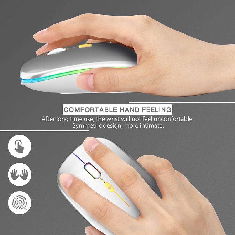 Chuột Bluetooth 2.4GHZ Wireless Tích Hợp Đèn Led Cho Máy Tính PC Laptop Công Nghệ Silent