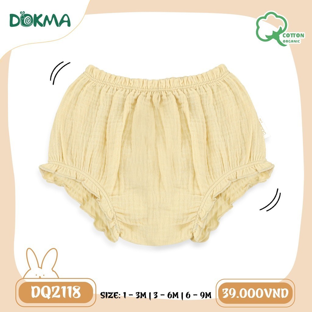 (3-9kg, 1-9M) Quần Đùi Sơ Sinh Dúm Gấu Vải Xô Muslim Cho Bé Dokma Mã DQ2118