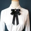 JVSUB Pha Lê Kim Cương Giả Trang Sức Bowtie, Vintage Polyester Ruy Băng Nơ Trâm Cài, Áo Sơ Mi Trang Trí Cổ Đen Thời Trang