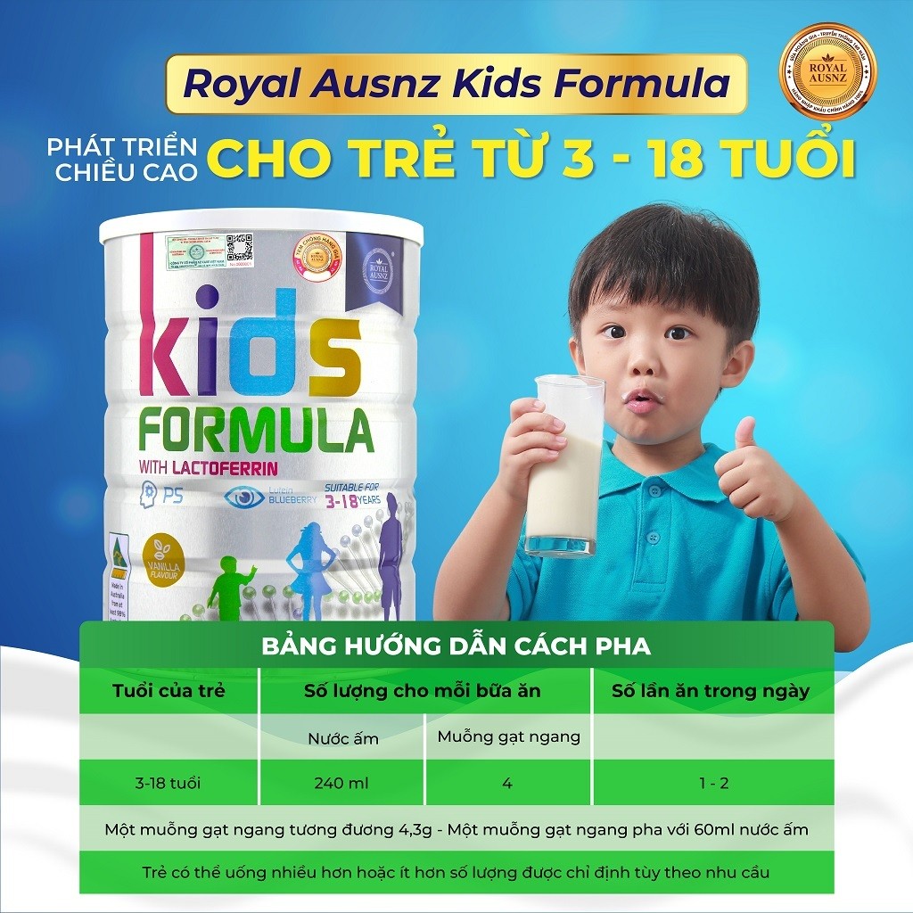 Ảnh COMBO 2 Sữa Hoàng Gia Úc ROYAL AUSNZ Kids Formula Cho Trẻ 3 - 18 Tuổi (Hộp 900g) 2