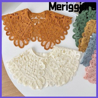 Cổ áo có thể tháo rời MERIGGIARE, Cổ áo giả móc màu trơn, Khăn choàng rỗng đan cổ điển dành cho nữ