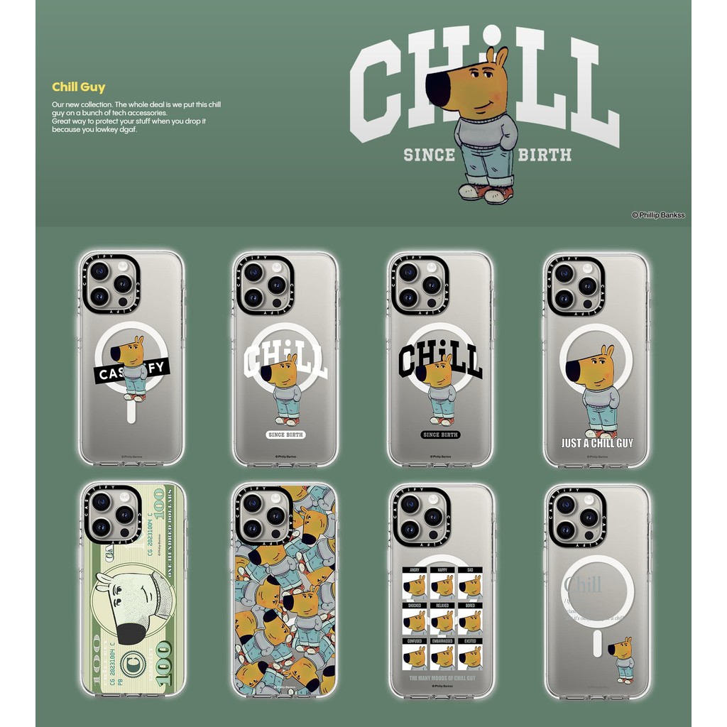 Casetify X Chill Guy Tất Cả Tác Động Trong Suốt Hút Từ Tính Rõ Ràng Series Cứng Acrylic Mặt Sau IPhone Ốp Lưng Tác Động Dành Cho Apple IPhone 13 14 15 16 Pro Max 16 PlusVới Hộp