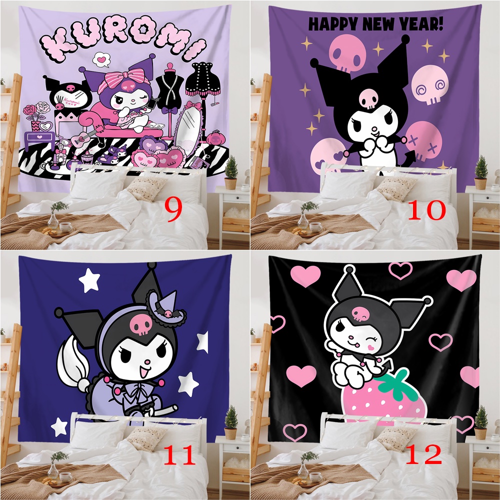 Dễ Thương Băng Dính polyester Hình kuromi Hoạt Hình Treo Tường Trang Trí Phòng Ngủ (Có Kẹp)