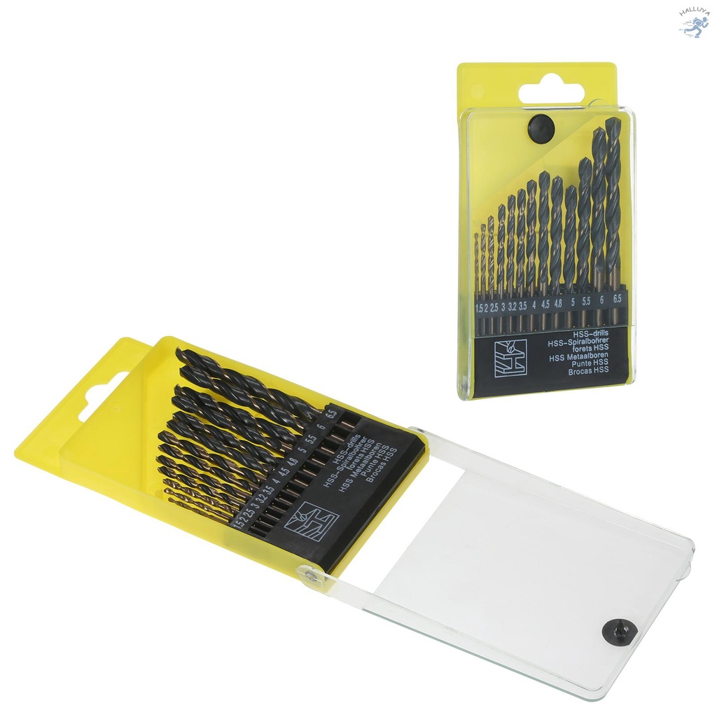 13Pcs High-Speed Steel Drill Bit Hard Metal HSS Twist Bit Stainless Steel Drilling Twist Drill Set with Storage Case