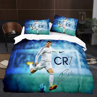 G13 Cristiano Ronaldo Bộ chăn ga gối 3in1 Ga trải giường Vỏ chăn phòng ngủ Có thể giặt thoải mái Bộ đồ gia đình G13