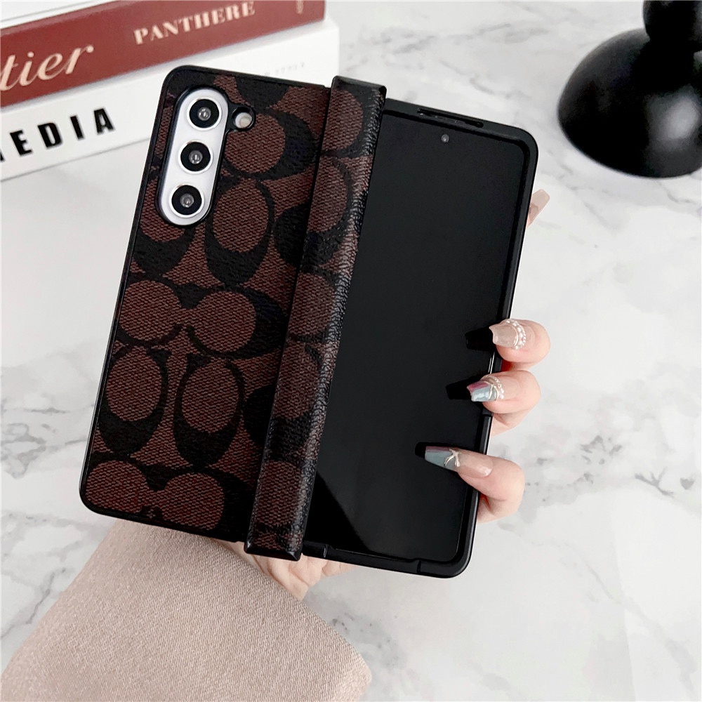 Ốp điện thoại gấp da PU sang trọng cho Samsung Galaxy Z Fold 3 4 5 6 7 cổ điển Bảo hiểm toàn diện Vỏ thiết kế độc đáo cho Z Fold7 Vỏ bảo vệ chống sốc