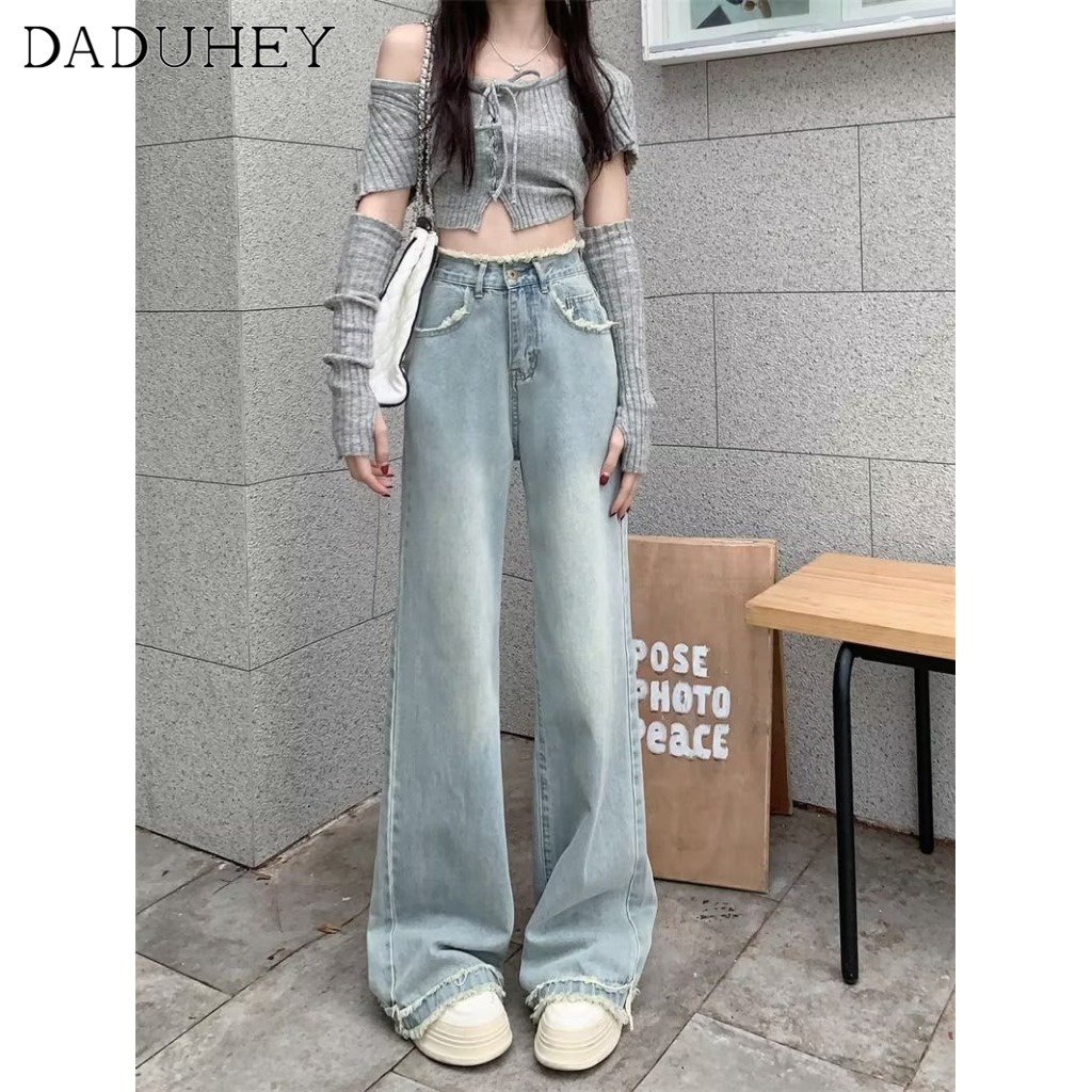 Ảnh Quần jeans DADUHEY ống rộng phong cách đường phố Mỹ thời trang cổ điển cao cấp plus size 2