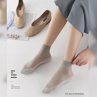 5 Đôi / Bộ Nữ Vớ Lụa Nhung Nữ Vớ Mắt Cá Chân Mùa Hè Mỏng Pha Lê Lụa Trong Suốt Không Trượt Sheer Vớ Đàn Hồi Ngắn