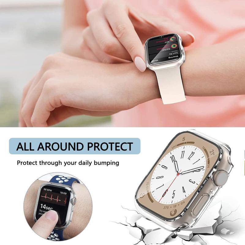 Kính + Vỏ Cho Apple Watch 44mm / 40mm / 45mm / 41mm / 42mm / 38mm IWatch Series 4654 SE 7 8 9 Bảo Vệ Màn Hình Apple Watch Accessorie Ultra 2 49mm