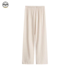 Quần Pijama Vải flannel Màu Trơn Phong Cách muji Nhật Bản Cho Nam Và Nữ