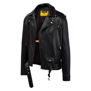 Áo khoác da nam, áo da thật cao cấp Fttleather Biker Jacket Da Dê Khóa Trắng - AD302D