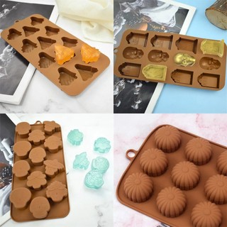 Khuôn Silicone Halloween Trang Tri Bánh Tạo Bí Ngô Ma Đầu Lâu Xương Mèo Bát Kẹo Bánh Quy Thạch Bộ Dụng Cụ Tiệc Hóa Trang