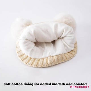 Mg-baby Bé Gái Bé Trai Bò Gấu Thư Miếng Dán Đôi Bobbles Thu Đông Ấm Áp Mũ Tập Đi Beanie Đan Mũ