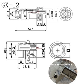 1x GX12 12mm M12 Loại Đai Ốc Cắm 2 / 3 / 4 / 5 / 6 Pin Lõi Hàng Không Nam Nữ Kết Nối Ổ Cắm Điện Bảng Dây Bộ Chuyển Đổi Cáp Tròn F3 @ VN