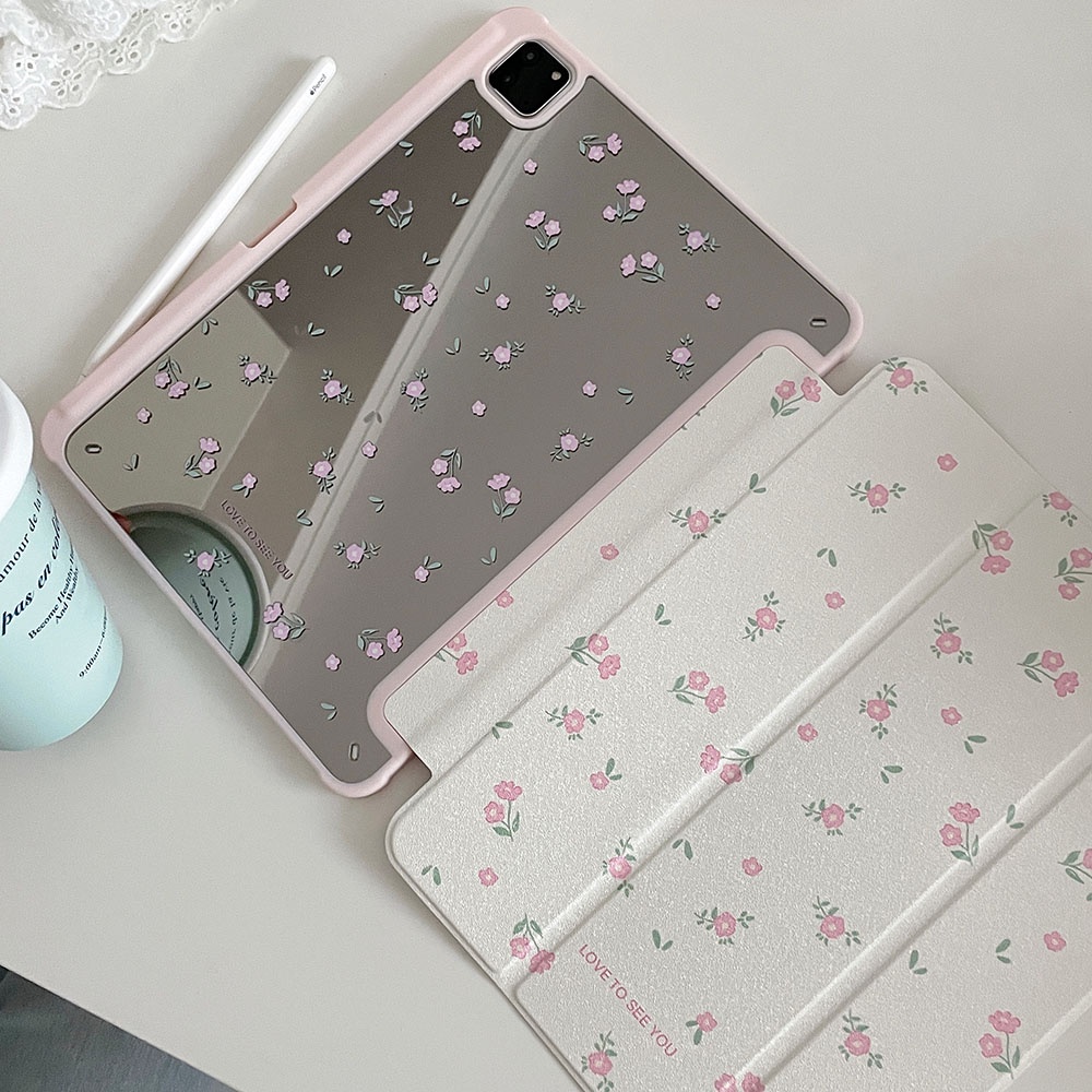 Vỏ Gương Acrylic Cứng Tương Thích Với IPad Mini6 IPad5 6 7 8 9 Air11 Air13 Air2 Air3 Air4 Air5 10.9 "Pro10.5 Pro11 Pro13 2024 Pro12,9 2018 A16 Vỏ Da Họa Tiết Hoa