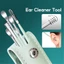 Set 6 dụng cụ lấy ráy tai bằng thép không gỉ bền bỉ có túi da đựng tiện lợi GIOVA