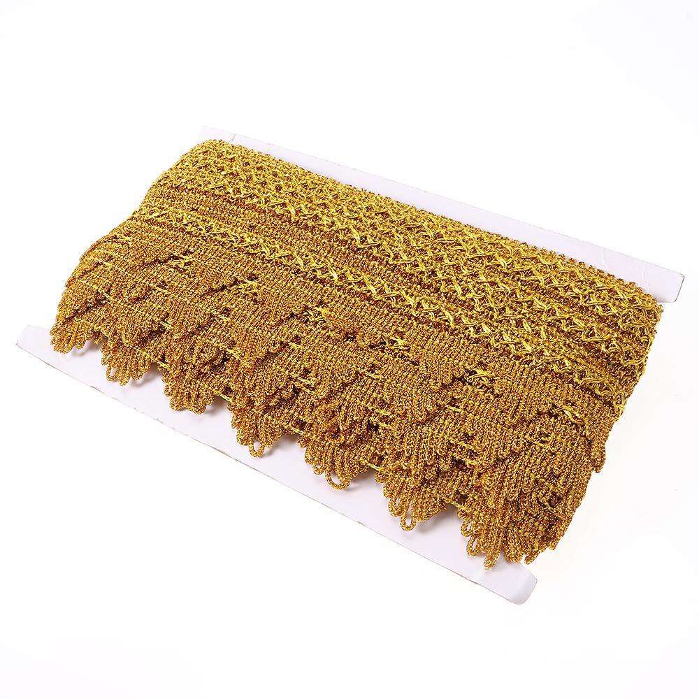 BAMBOOB 14 Sân Vàng Viền Ruy Băng, 4cm Polyester Ren Viền Ruy Băng, Vải Ren 1.6 Inch Vàng Trang Trí Viền Ruy Băng Trang Trí Nhà