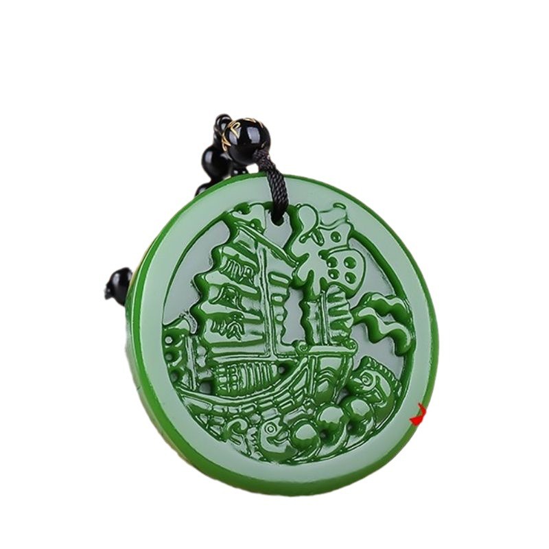 Pinach Mặt Dây Chuyền Hình Nhân Vật Thuyền Buồm Màu Xanh Ngọc Bích Phong Cách Unisex