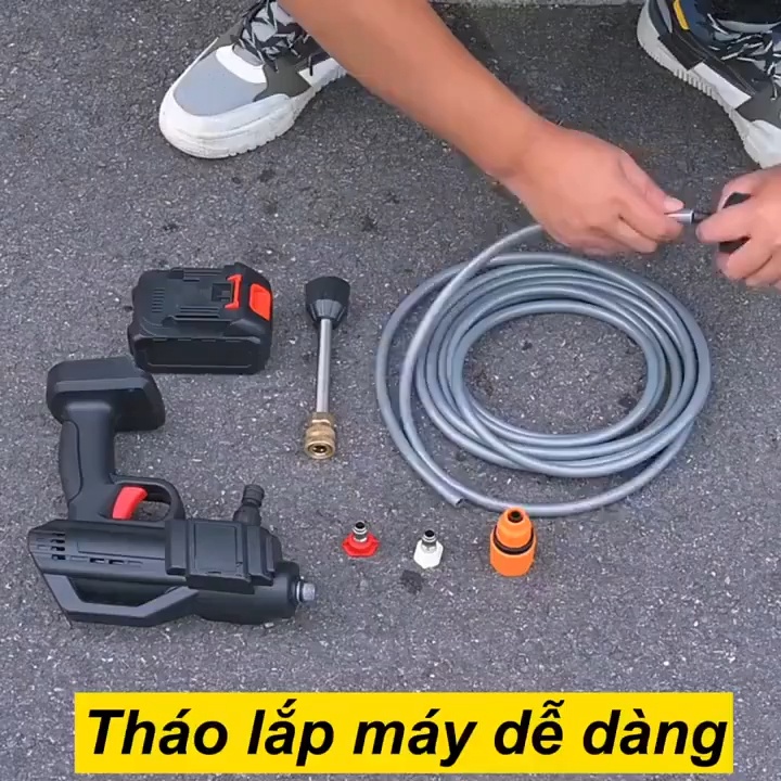 Máy Rửa Xe Cầm Tay 2 Pin Không Dây Áp Lực Cao Cho Mọi Loại Xe Pin 199V 25000mAH Công Suất 600w