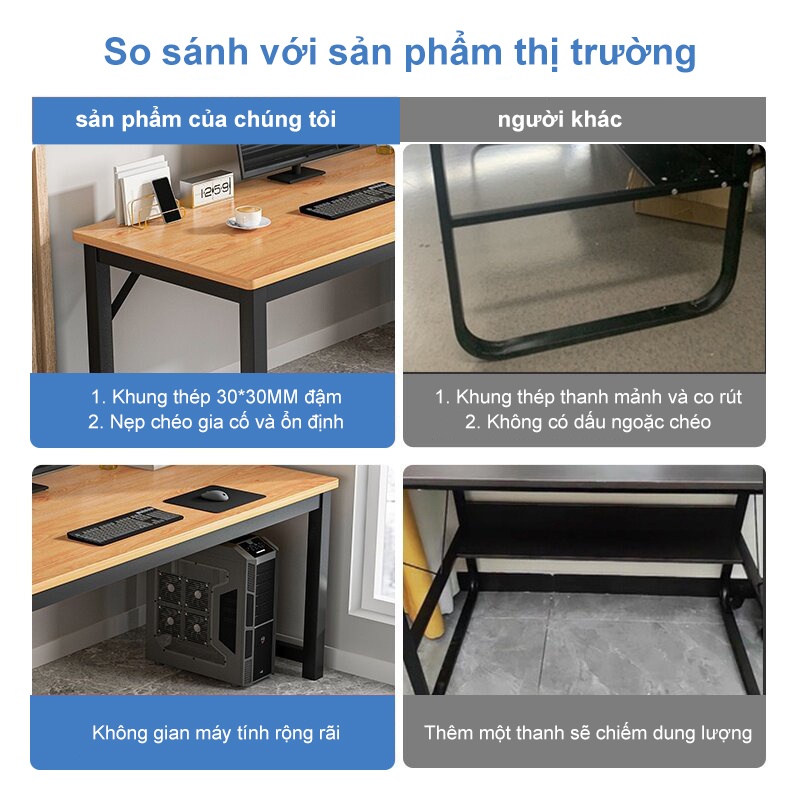 SUNNY Bàn làm việc đa năng bàn học bàn làm việc văn phòng chân sắt có thanh giằng chéo gia cố