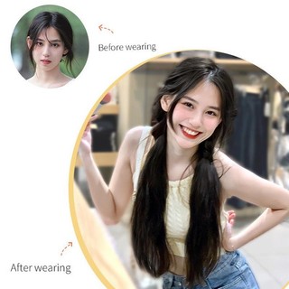 Tóc Giả Cột Chun Xoăn Tự Nhiên Dài 50cm (Giá 1 Bên), Tóc Giả Đuôi Ngựa Phong Cách Y2K HaminStore