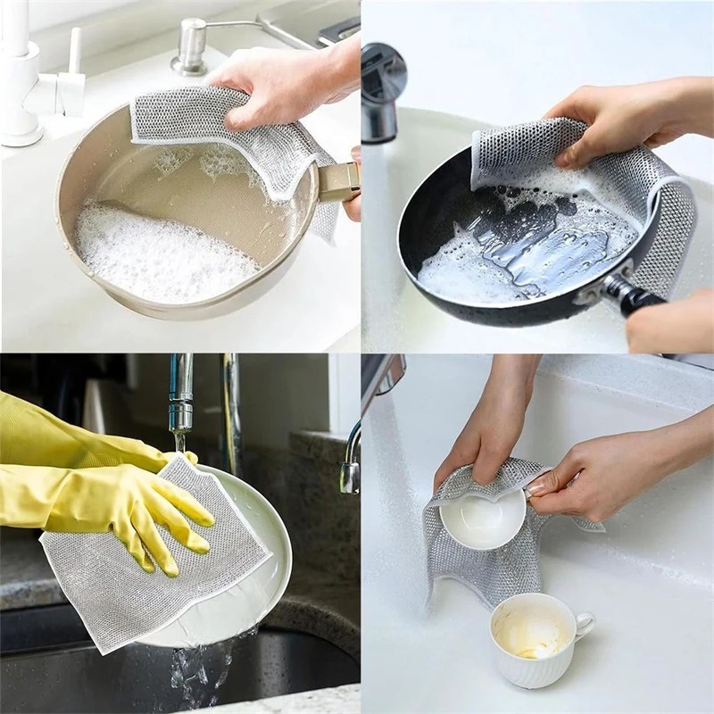 Dụng cụ làm sạch nhà bếp - Vòi bồn rửa Loại bỏ rỉ sét - Khăn rửa chén - Khăn lau nhà bằng dây thép - Vải làm sạch lưới dây kim loại - Chảo dầu chống dính