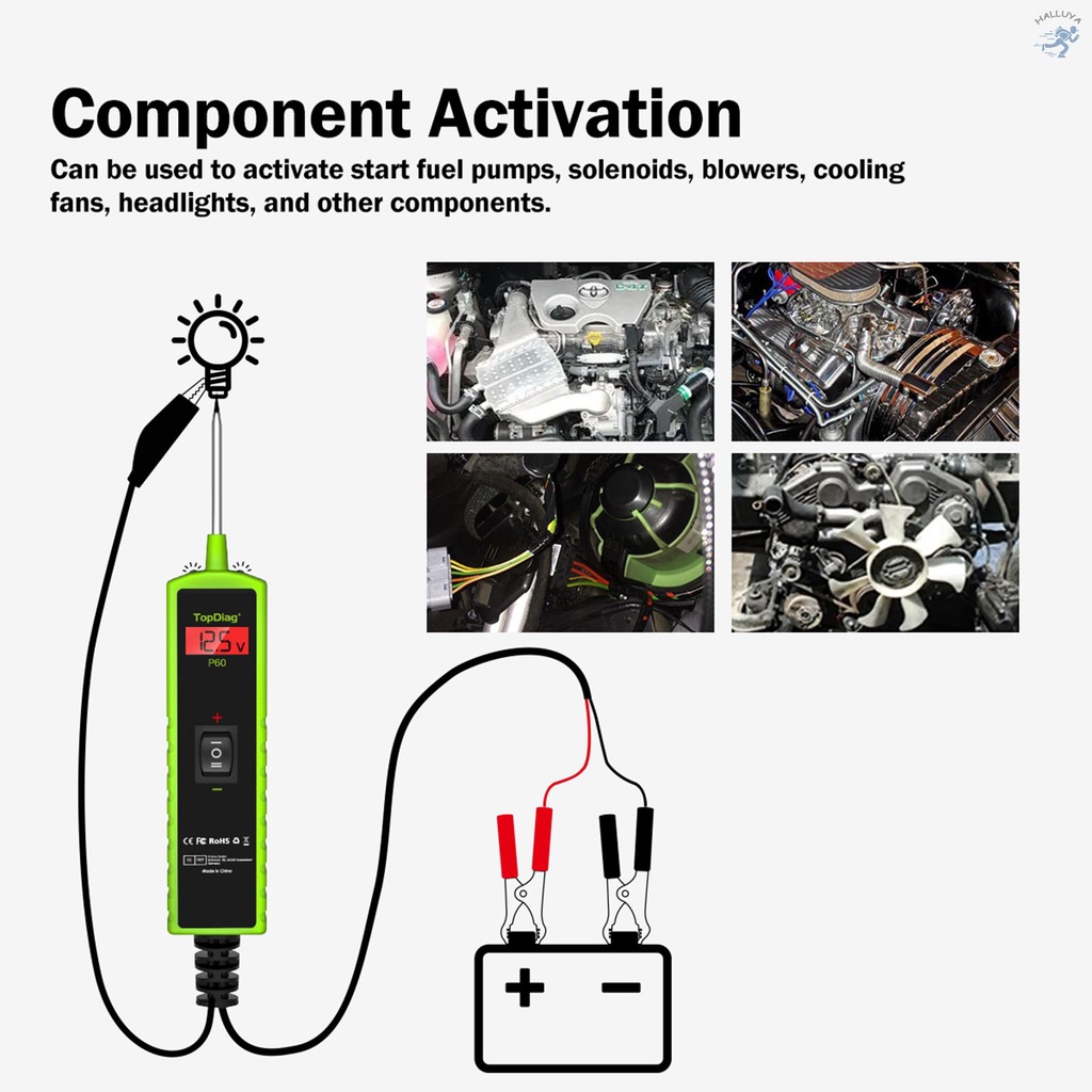 Thiết Bị Kiểm Tra Mạch Điện P60 6-30V DC Có Màn Hình LCD Cho Xe Hơi Hall-109