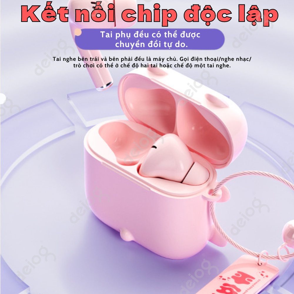 Tai nghe bluetooth TWS K1 hoạt hình thiết kế nhỏ gọn có đệm tai kèm móc khóa chuông cute