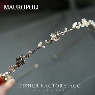 MAUROPOLI [Sẵn sàng] Băng đô cổ tích hoa cao cấp phong cách Mori Slim Style All-Match Headband Phụ kiện đầu đi chơi ngọc trai Kẹp tóc
