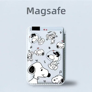 Ví phong cách cặp đôi Snoopy màu trắng cho iPhone 16 pro Max 15 14 13 12 pro Max 16Plus Giá đỡ điện thoại thẻ cho vỏ bỏ túi