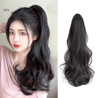 Julyhot Dây buộc tóc xoăn dài tổng hợp với kẹp đuôi ngựa Tóc giả xoăn Lông đuôi ngựa giả Massivedeals