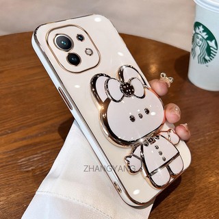 ốp lưng xiaomi 11 11 lite 11t Ốp Điện Thoại TPU Silicon Mềm Mạ Điện Gắn Gương Trang Điểm Hình Thỏ 3D Cho xiaomi 11 11 lite 11t