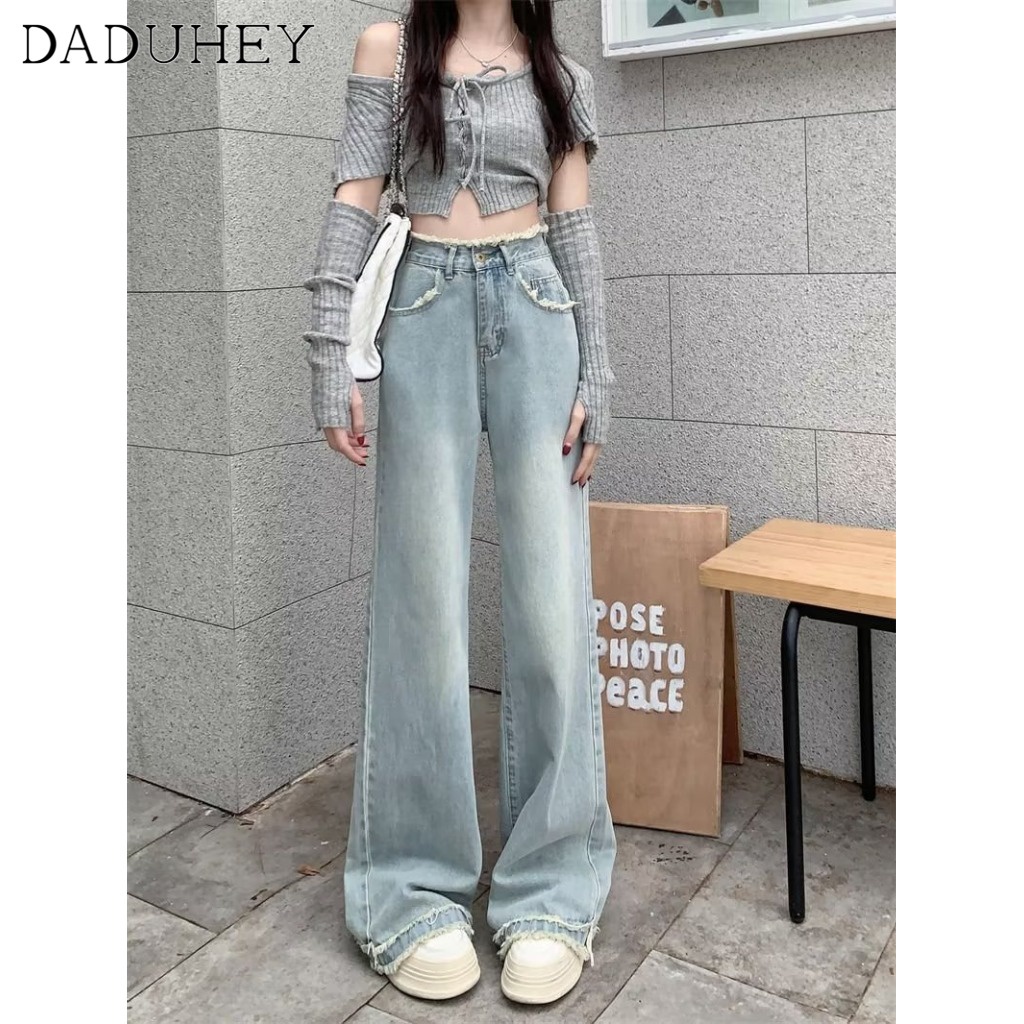 Ảnh Quần jeans DADUHEY ống rộng phong cách đường phố Mỹ thời trang cổ điển cao cấp plus size 3