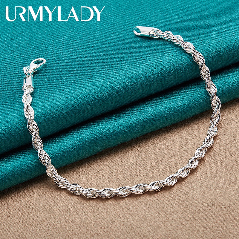 URMYLADY Bạc 925 Sóng Nước Dây Xích 4MM Vòng Tay Nữ Thời Trang Cưới Trang Sức