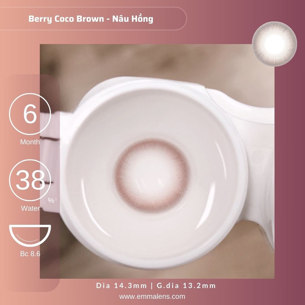 Kính áp tròng Berry Coco | Lens nâu hồng áp tròng | Emma Lens