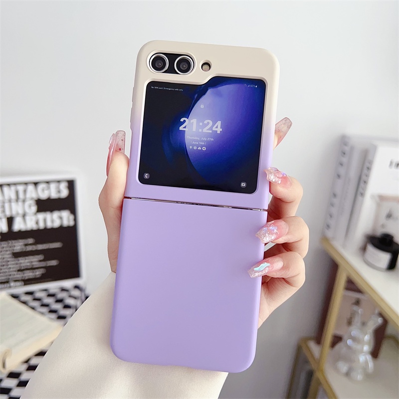 Bao Da Điện Thoại Nắp Lật Màu gradient Thời Trang Cho samsung galaxy z flip 5 4 3 5g flip5 flip4 flip3 Ốp
