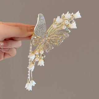 Lily of the valley Kẹp Tóc Hình Hoa Tua Rua Đính Đá Ngọc Trai Giả Thanh Lịch Khí Chất