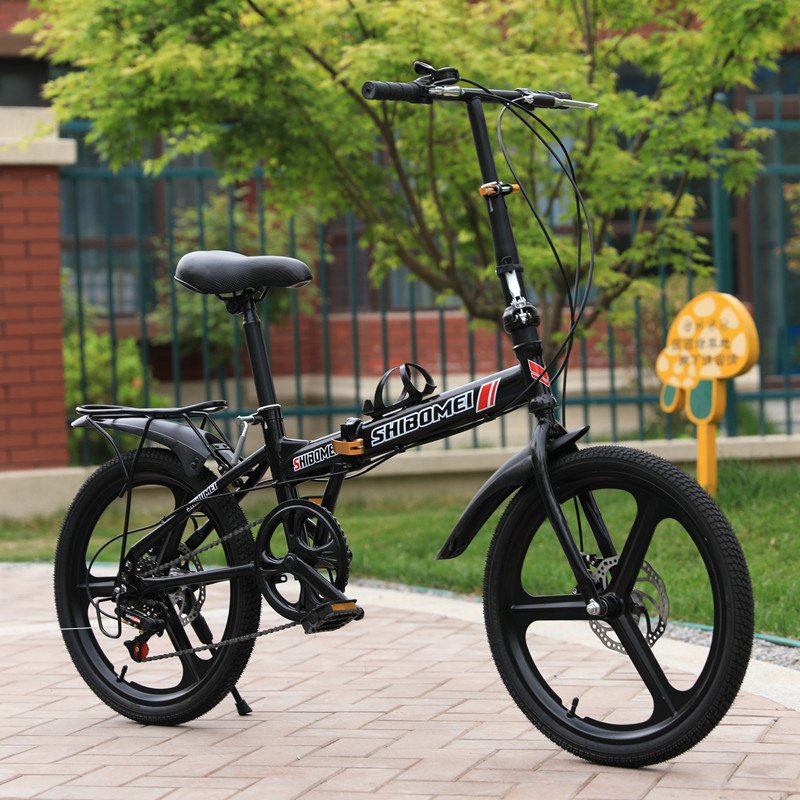 Xe đạp gấp Shibomei bánh 20inch, có chắn bùn và ghế ngồi sau _ xe đạp số siêu nhẹ, tiện lợi