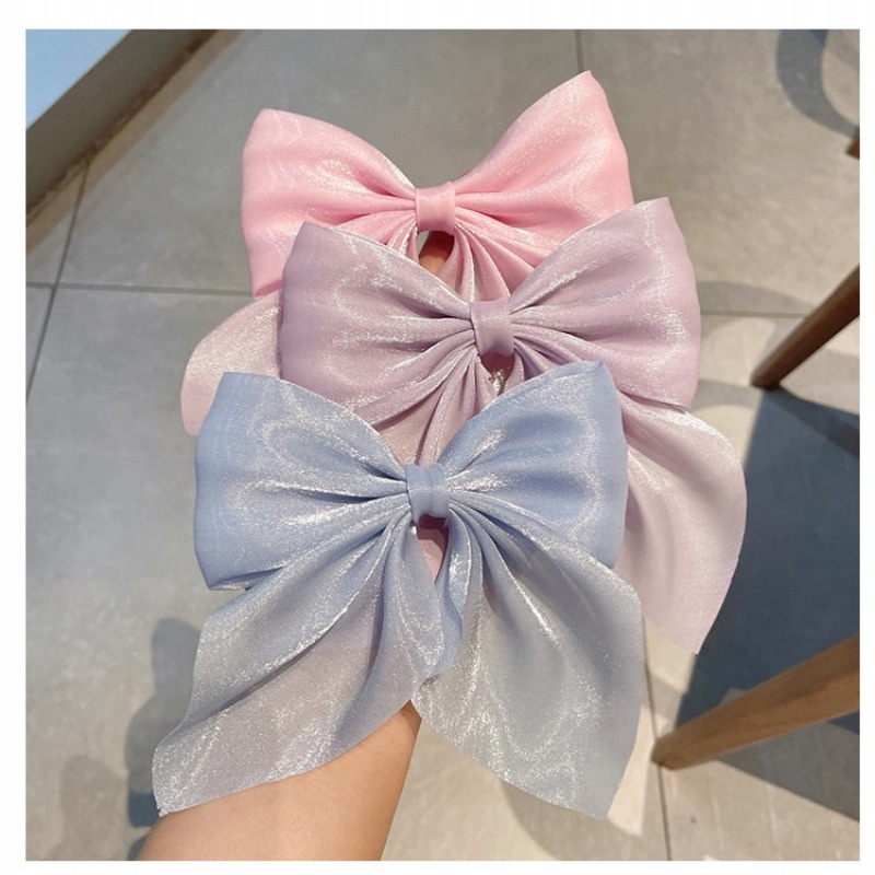 Kẹp Tóc Nơ satin Đính Ngọc Trai Siêu Nữ Tính / Kẹp Tóc Đuôi Ngựa Bằng Nơ Lớn Phong Cách Hàn Quốc Ngọt Ngào / Phụ Kiện Tóc Đuôi Ngựa Cho Nữ Giá Đỡ