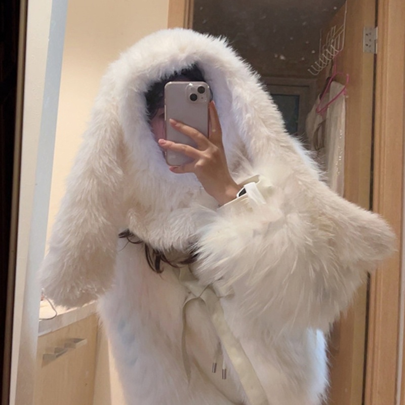 Dasbsug Lông Thú Sang Trọng Mũ Trùm Đầu Người Lớn Unisex Balaclava Mũ Đáng Yêu Mới Lạ Tai Thỏ Beanie Y2K Thanh Thiếu Niên Cô Gái Mùa Đông Ấm Áp Sk