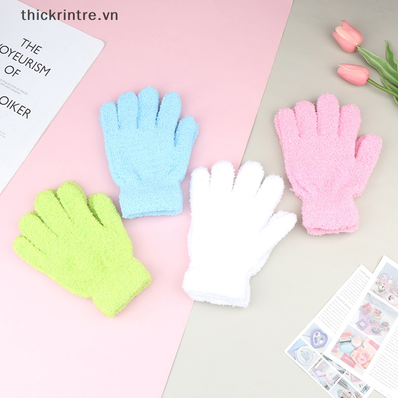 Găng Tay Nhung San Hô Dày Dặn Thoáng Khí Màu Trơn Chống Lạnh Đa Năng