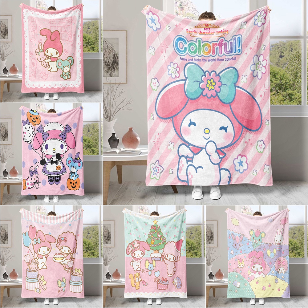 Sanrio Chăn flannel In Họa Tiết Hoạt Hình my melody Xinh Xắn