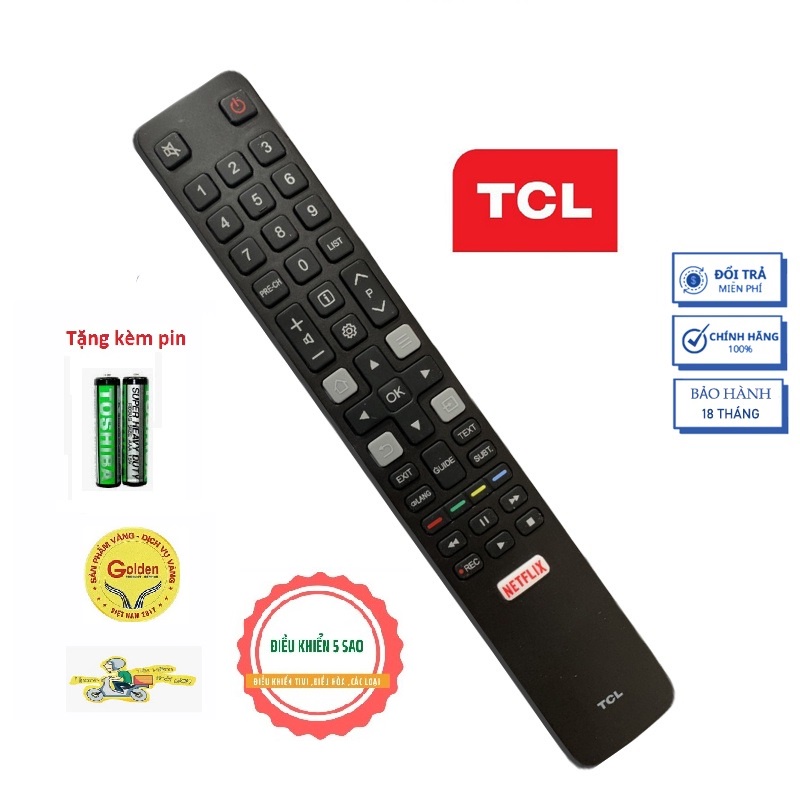 Điều khiển remote từ xa dùng cho tivi TCL ERC802N dài dẹt loại đa năng dùng cho các dòng có internet của TCL - tặng pin